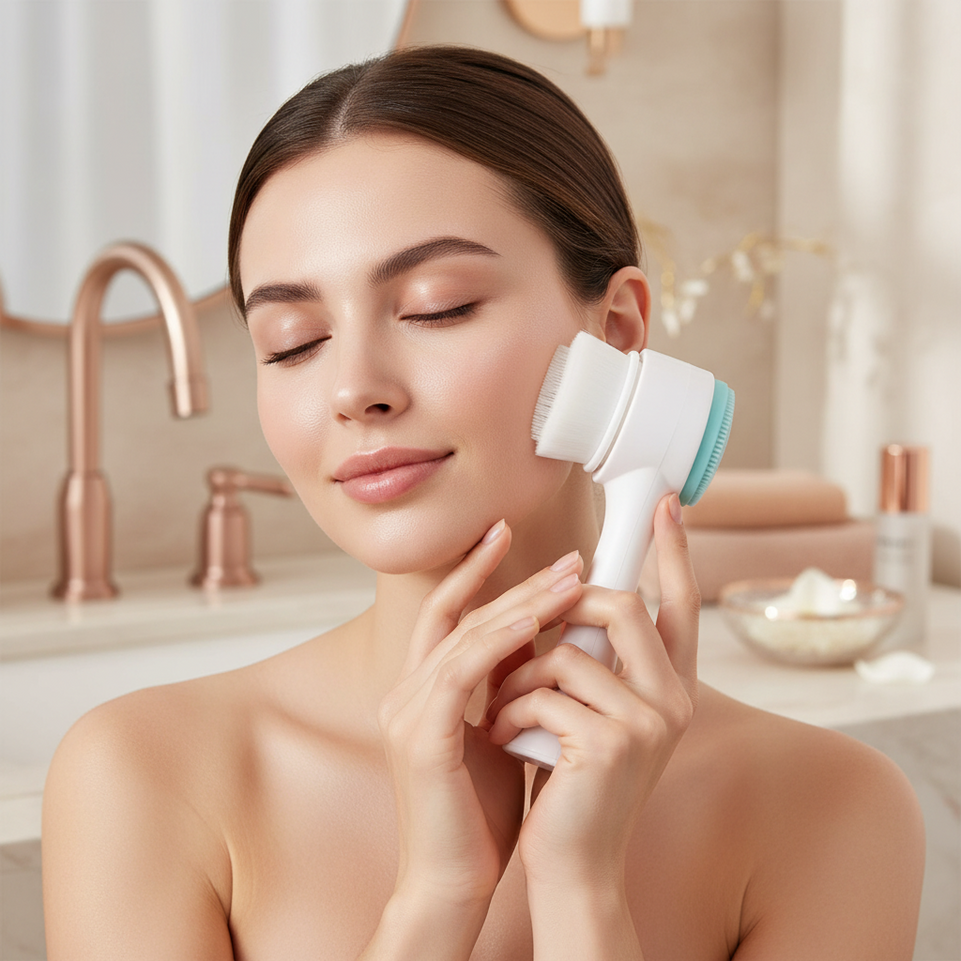 Brosse Nettoyante Visage Double Face — Silicone Doux