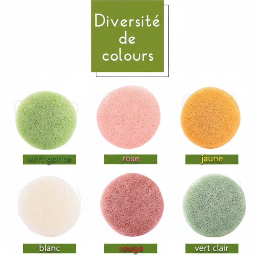 Éponge Konjac Naturelle — Nettoyage Doux Visage